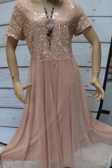 Sheego Eventkleid Abendkleid Kleid Gr. 44 bis 58 Rose mit Pailletten (948) NEU