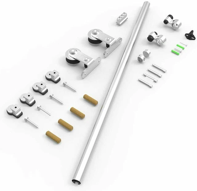 4FT-16FT Stainless Steel Sliding Barn Door Hardware Closet Track Wood Single Kit