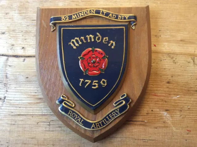 Hand Painted 32 (Minden) Lt Ad Bty, Royal Artillery (R.a.) Wall Plaque/Shield