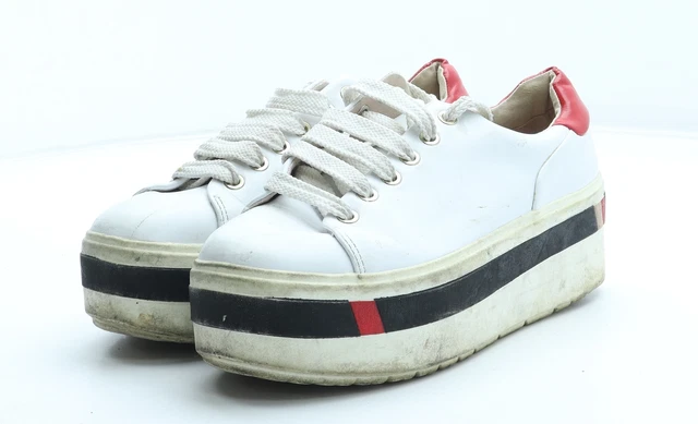 Stradivarius Womens White Polyurethane Trainer UK EU