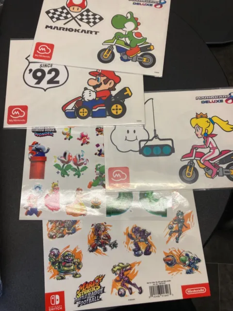 Mario Kart 8 Deluxe Window Stickers Sets 1, 2 & 3 My Nintendo Reward NEW SEALED
