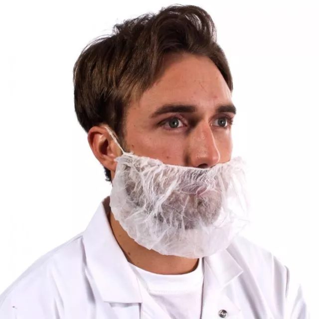 100 White Supertouch Beard Snood Disposable Non Woven Food Hygiene