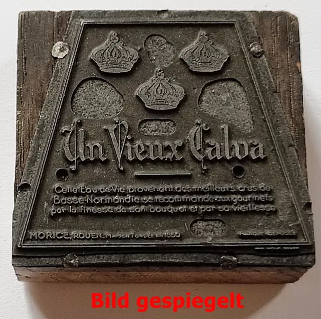 Antiker Buchdruck / Zeitungs Klischee - Un Vieux Calva, Restaurant, Zink um 1900