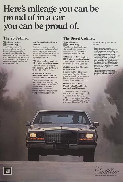 '81 Cadillac V6 Fleetwood Brougham / DeVille or Deisel V8 Vintage Print Ad 1981