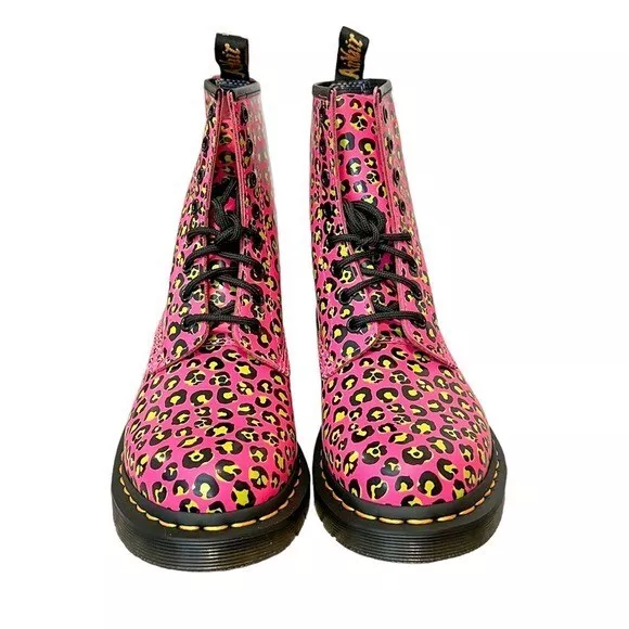 DR. MARTENS 1460 Pink Leopard Smooth Leather Lace Up Boots, sz 8, New ...