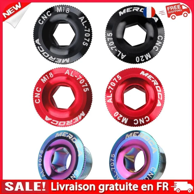 Pwshymi 2 Pièces M18 Couvercle Manivelle Vélo Bouchon Vis Alliage Aluminium - Noir