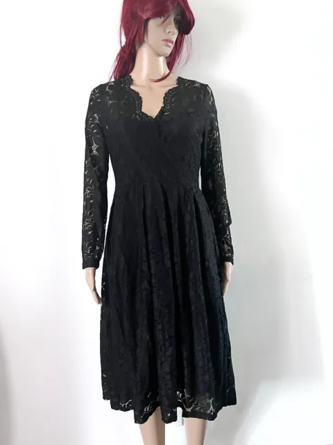 Robe longue soirée chic dentelle cache cœur événement taille L