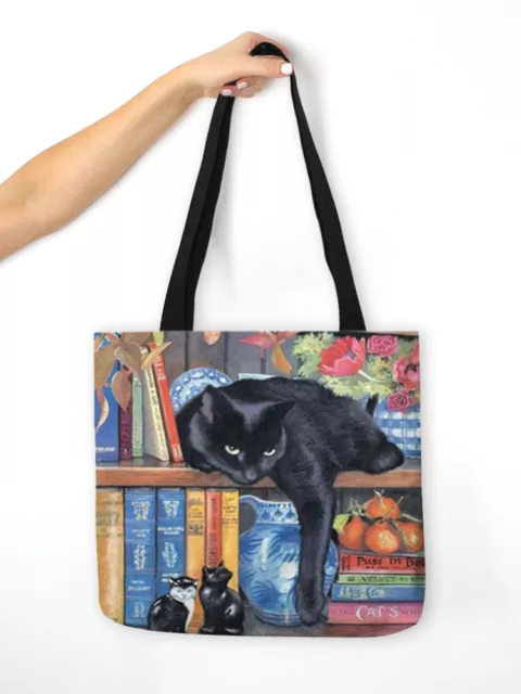 Capacity With Handles Linen Digital Print Daily Shopping Bag Waterproof