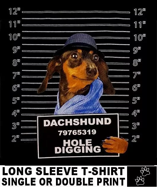 Very Cool Dachshund Mug Shot Funny Dog Art Long Sleeve T-Shirt Ws770