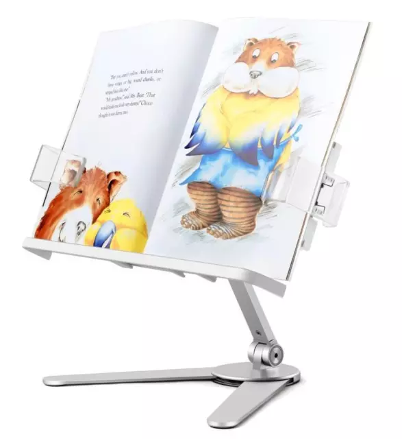 DECASSA Free Standing Book Stand Page Clips Adjustable Tablet Cook Book Music