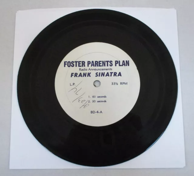 Frank Sinatra Radio Spot Announcements Rare 7" Vinyl Promo Foster Parents Plan