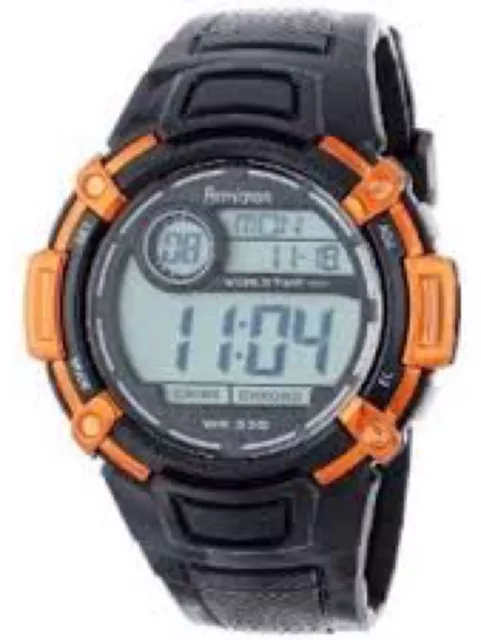 Armitron Orange and Black Men's Water Resistant Resin Strap Digital Sport Watch