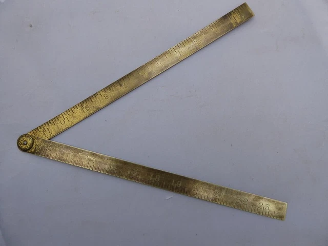 Vintage Solid Brass Folding 2ft Ruler J Rabone & Sons No 1494 Birmingham Vintage Solid Brass Folding 2ft Ruler J Rabone & Sons No 1494 Birmingham