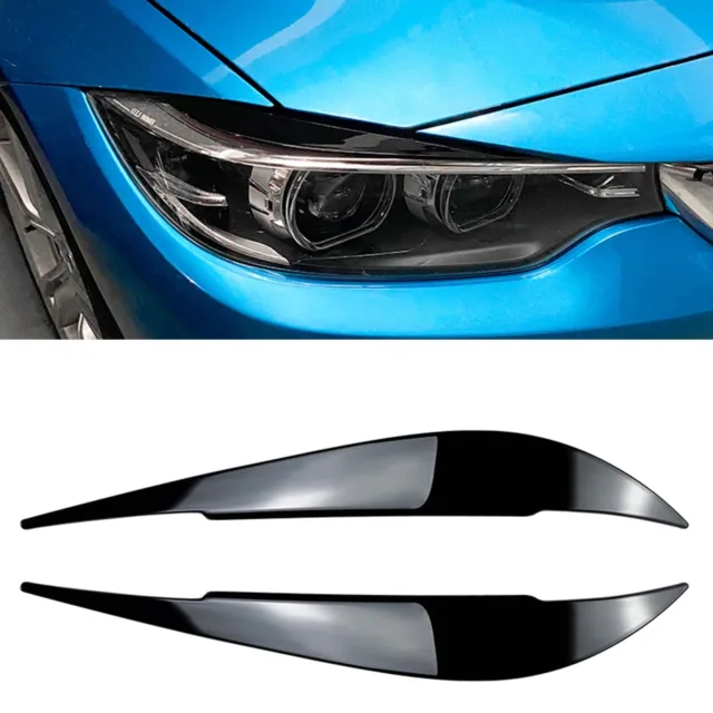 For BMW 4 Series F32 F33 F36 14-20 Front Headlights Eyebrow Trim Covers Black