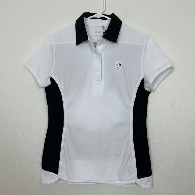 Nivo NVO Sport Womens Small Golf Polo Shirt Black & White Button Up SS NWT