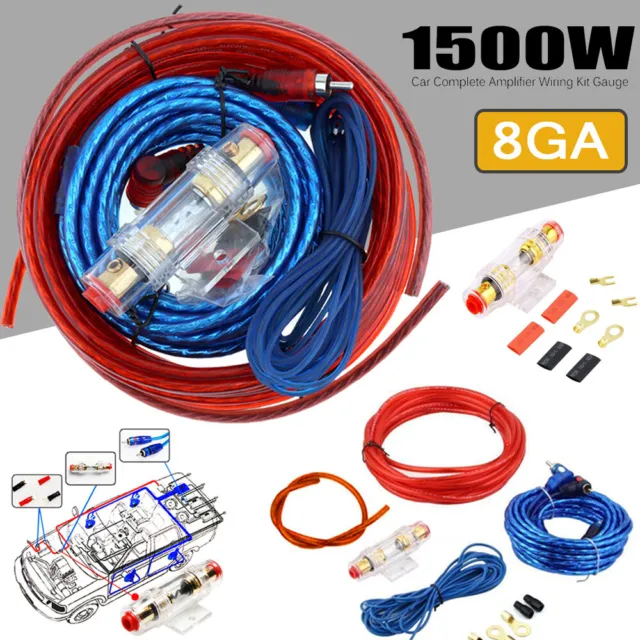 1500W Car Audio 8 Gauge Cable Kit Amp Amplifier Install RCA Subwoofer Sub Wiring