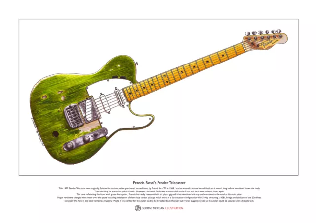 Francis Rossi's Fender Telecaster Limited Edition Fine Art Print A3 size