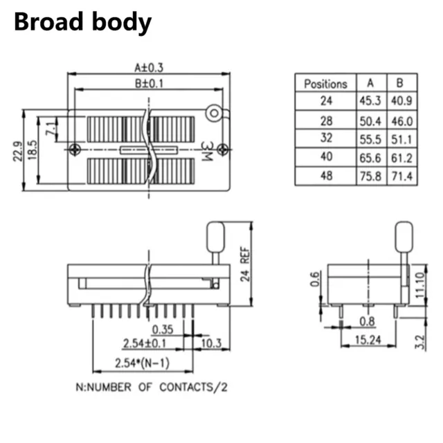 Universal ZIF/ZIP/DIP IC Logic Chip Socket 14,16,18,20,24,28,32,40 Pin Many Type 3