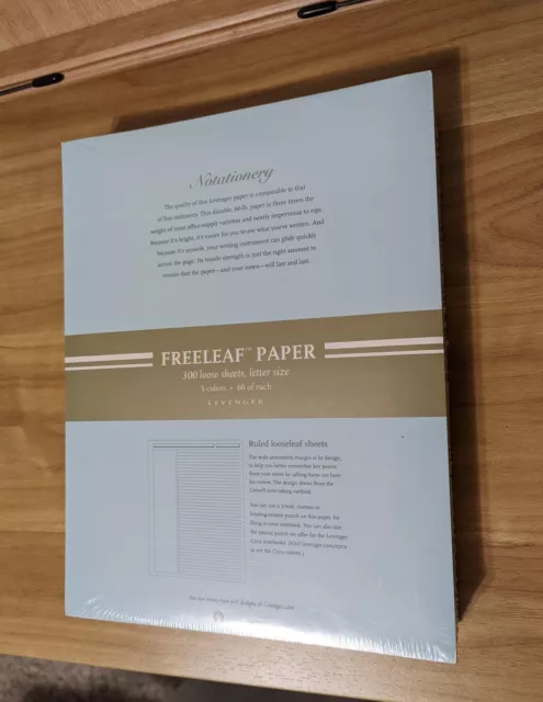 Levenger Freeleaf Notationery Paper 5 colors: 60 each, 300 sheets total SEALED