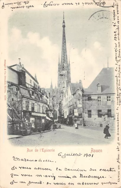 Cpa 76 Rouen Rue De L'epicerie