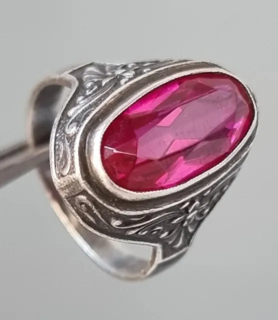 Vintage Russian Soviet Sterling Silver 875 Ring Ruby USSR,Women's Jewelry Size 8