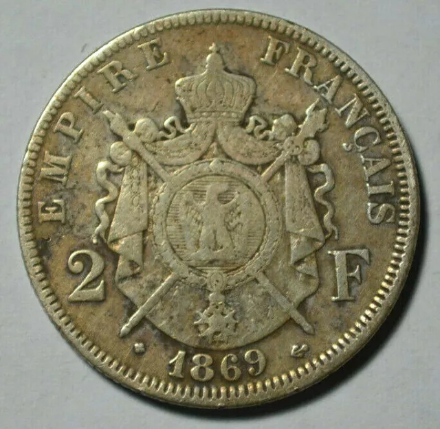 2 Francs argent  napoélon 3 1869 BB