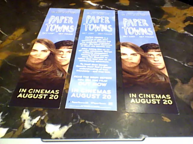 Paper Towns Film UK Promo Bookmark x 3 2015 Nat Wolff Cara Delavigne John Green
