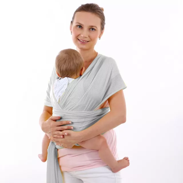 Echarpe de portage pour bébé en coton gris, neuve dans son emballage d'origine 