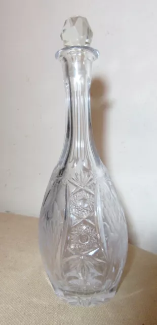 antique american brilliant cut clear crystal liquor wine decanter glass bottle