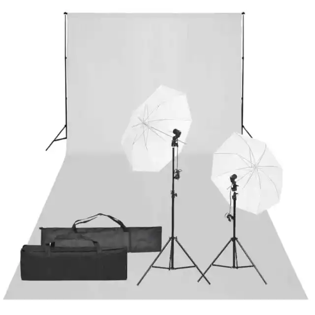 Kit de estudio fotográfico con set luces y fondo vidaXL