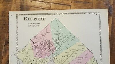 Antique Colored MAP - KITTERY, MAINE - / Atlas York County, ME - 1872 2