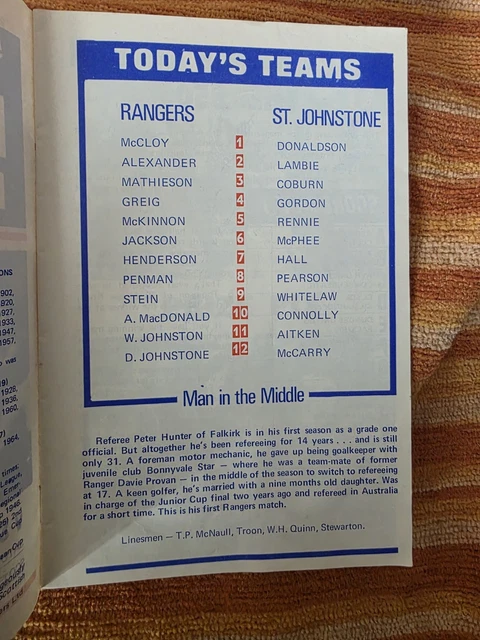 10 X RANGERS Home Programmes From Season 1970-71 some writing L11 £11. ...