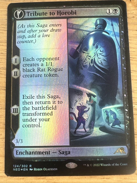 Magic: The Gathering Tribute To Horobi // Echo Of Death's Wail (124) - Kamigawa: Neon Dynasty Rare Saga Creature - View #4
