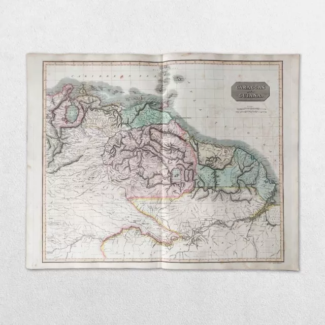 Antique 19Th Century Atlas Map John Thomson 1814 Venezuela Guiana Caracas