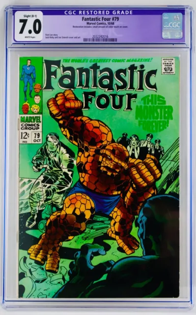 Fantastic Four #79 CGC 7.0 White Pages 1968 FF Key FN/VF Thing Cover Kirby / Lee