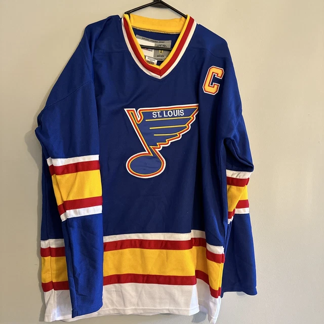 BRETT HULL ST. LOUIS BLUES 1995 CCM AIRKNIT MASKA JERSEY L ORIGINAL NOT  REMAKE