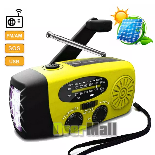 Emergency Weather Radio Portable Survival Solar Hand Crank AM FM NOAA Radios