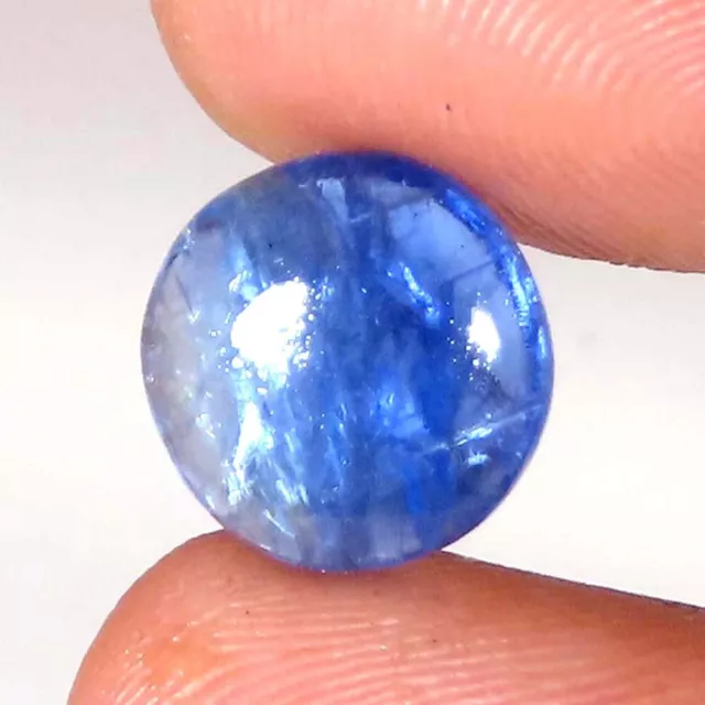 (10X10X04 MM SIZE) 5.35 Cts. NATURAL BLUE KYANITE ROUND CABOCHON LOOSE GEMSTONE