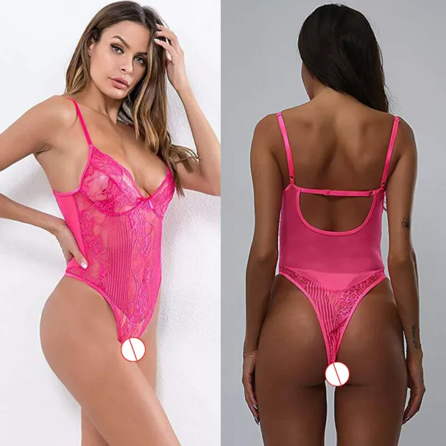 Womens Sexy Lace Lingerie Set Ladies Nightwear Thong Babydoll Underwear Bodysuit