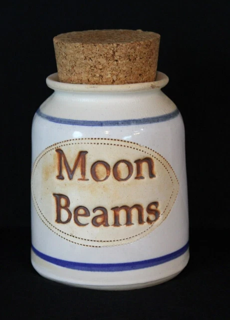 DR BROPHY'S WORD JARS Moon Beams 1990'S Hand Thrown Pottery 6" Tall-SU
