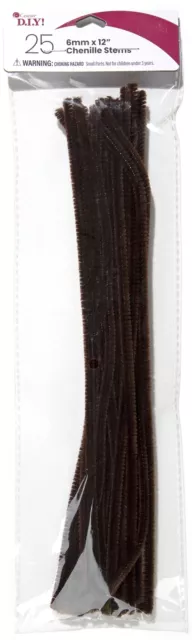 CousinDIY Chenille Stems 6mmx12" 25/Pkg-Brown CHNSTM6M-00473