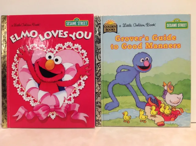 2 Little Golden Book Sesame Street Elmo Loves You Grover’s Guide to Good Manners