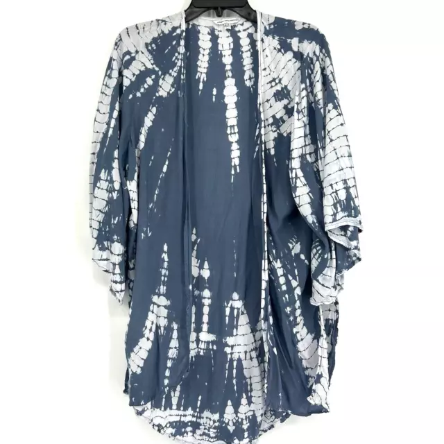 American Eagle Tie Dye Kimono Blue White Tunic Length Boho Lightweight Size M