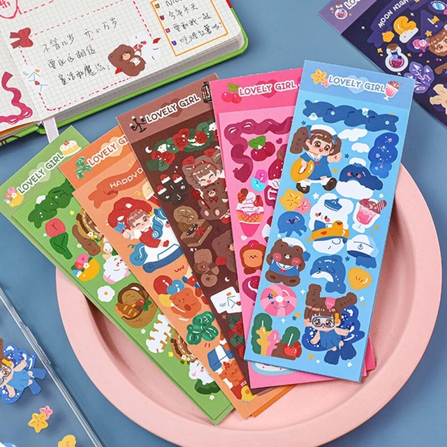 Pegatina de decoración niñas lindo álbum de colección necesidades escolares niños 12 piezas