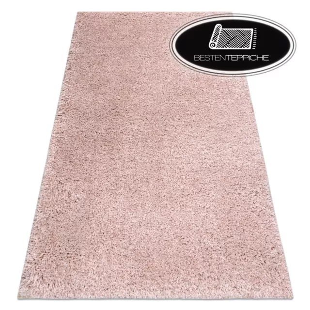 Moderno Monocolor Alfombra Lanuda "Supremo" Rosa Suave 5cm Muy Grueso Agradable