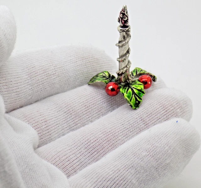 Vintage Italian Handmade Genuine Silver Festive Candle Christmas Figurine