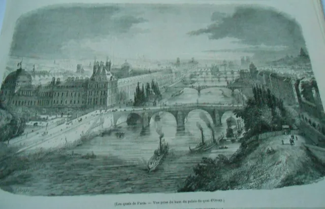 1846 engraving Les quais de Paris view of the palais du quai d'Orsay
