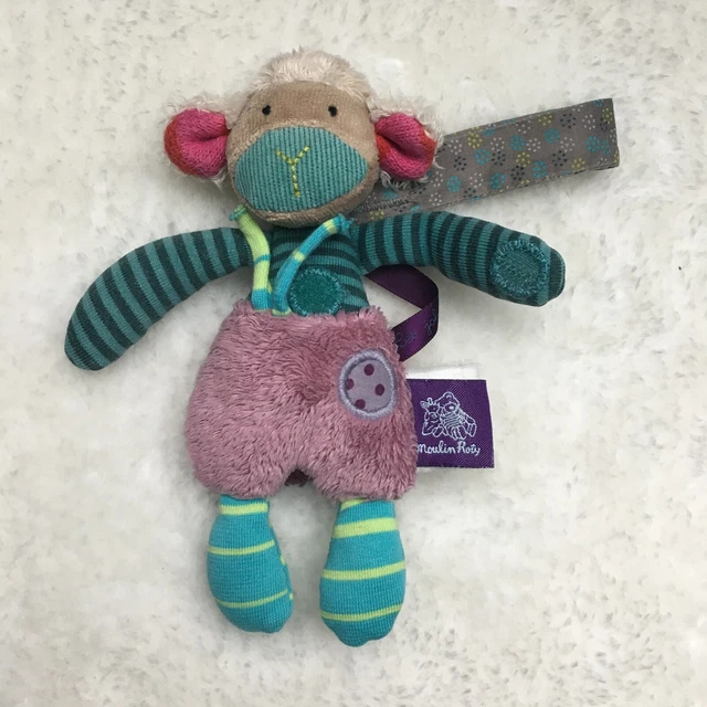 Doudou mouton attache-tétine Moulin Roty Les jolis pas beaux 2