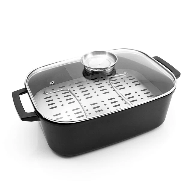 Karcher Aluguss Bräter Java - Induktion - inkl. Rost & Glasdeckel mit Aromaknopf