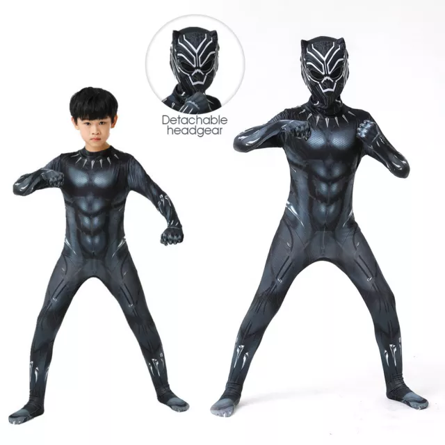 Black Panther Kids Boy Black Panther Costume Superhero Cosplay Party Dress Gift